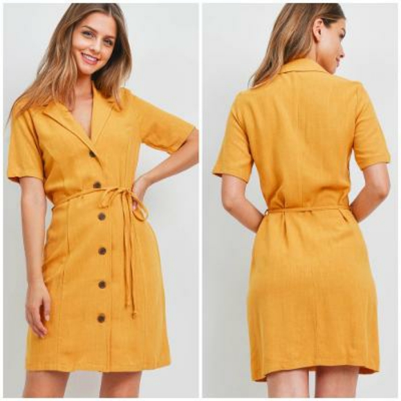 FEW LEFT❗️POTTER'S POT Blush Linen Blend Shirt Dress - Picture 5 of 6